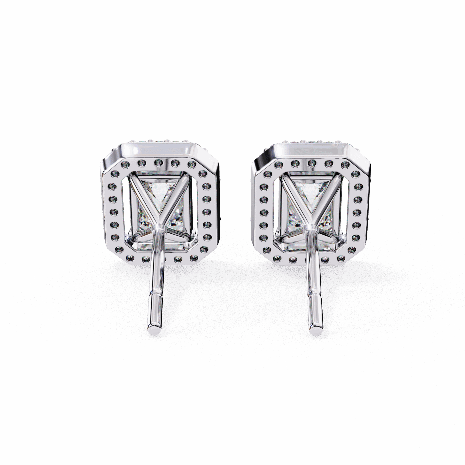 0.9 Carat Emerald and Round Stud Earrings in Moissanite | House of Estara