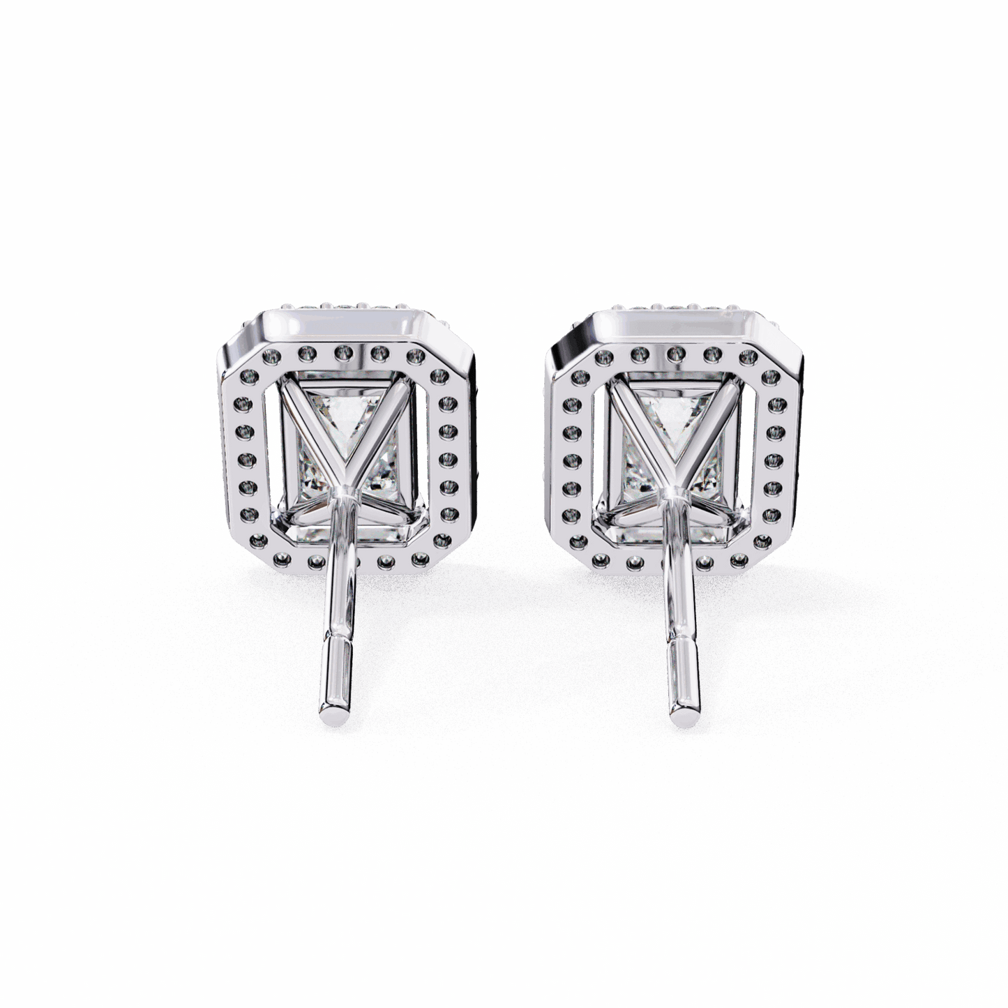 0.9 Carat Emerald and Round Stud Earrings in Moissanite | House of Estara