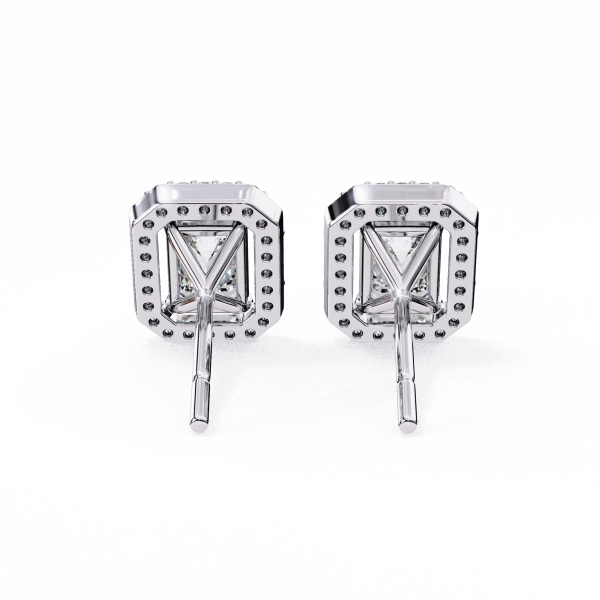 0.9 Carat Emerald and Round Stud Earrings in Moissanite | House of Estara