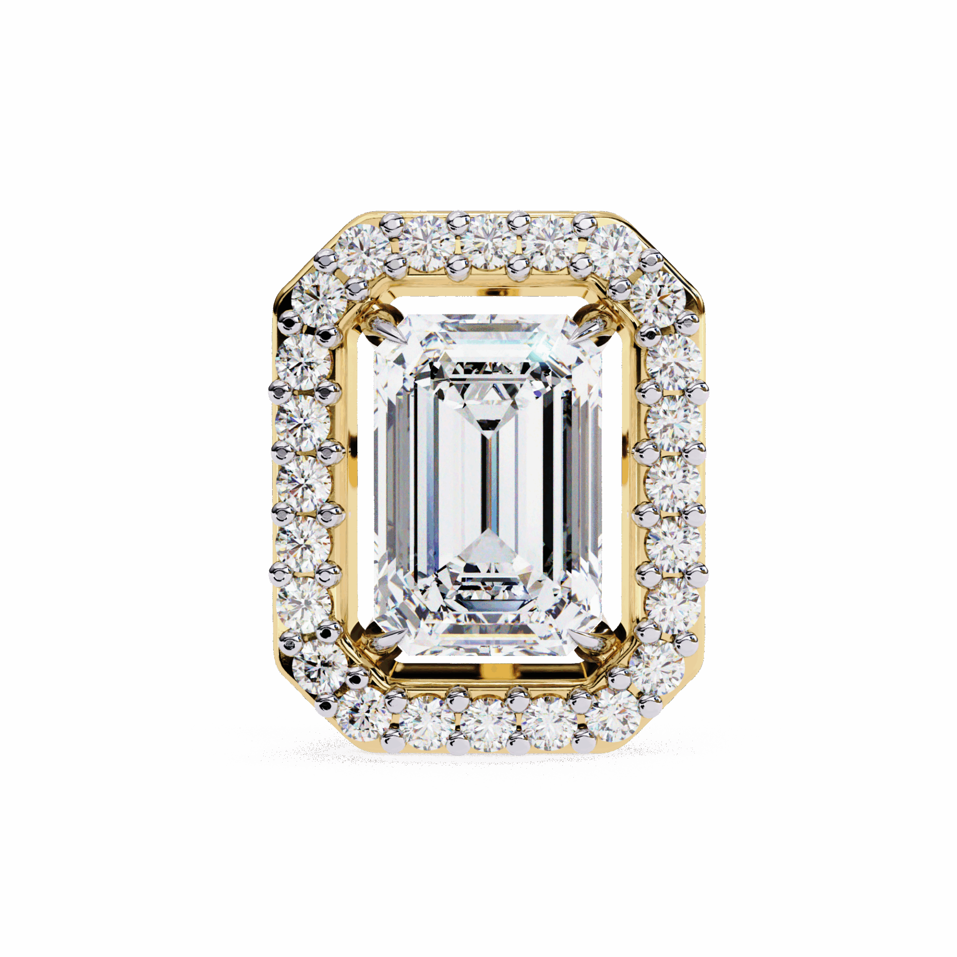 0.9 Carat Emerald and Round Stud Earrings in Moissanite | House of Estara