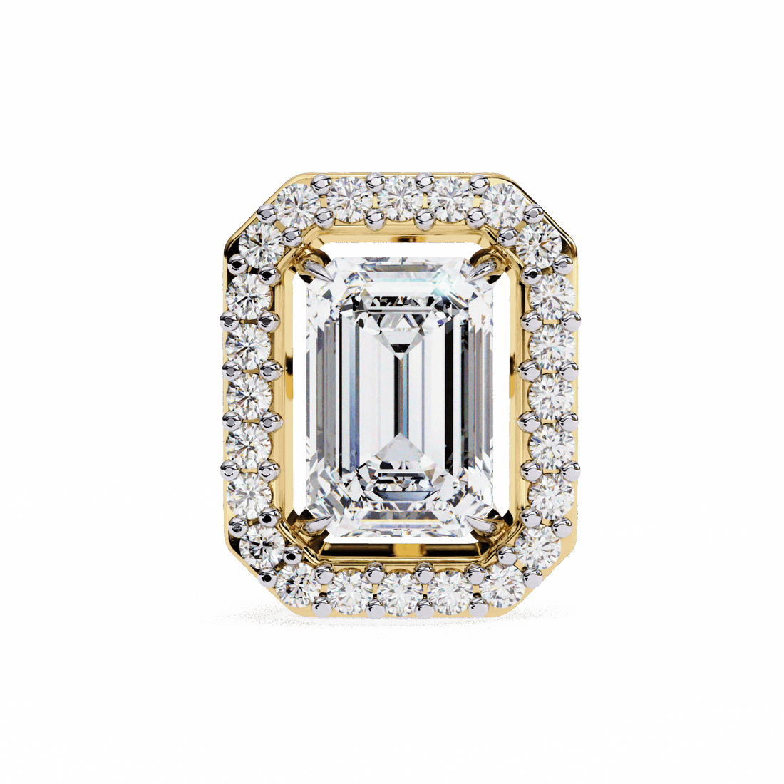 0.9 Carat Emerald and Round Stud Earrings in Moissanite | House of Estara