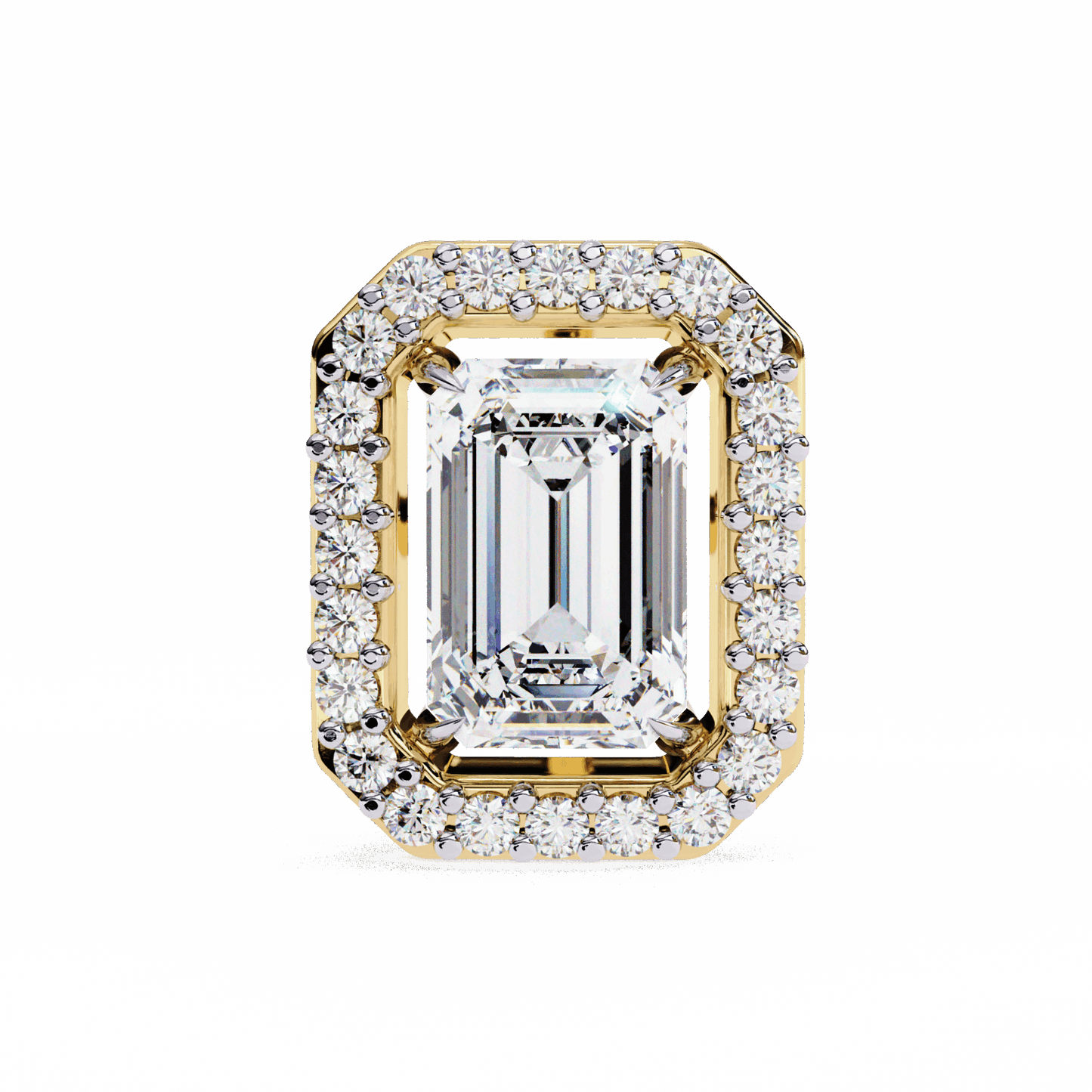 0.9 Carat Emerald and Round Stud Earrings in Moissanite | House of Estara