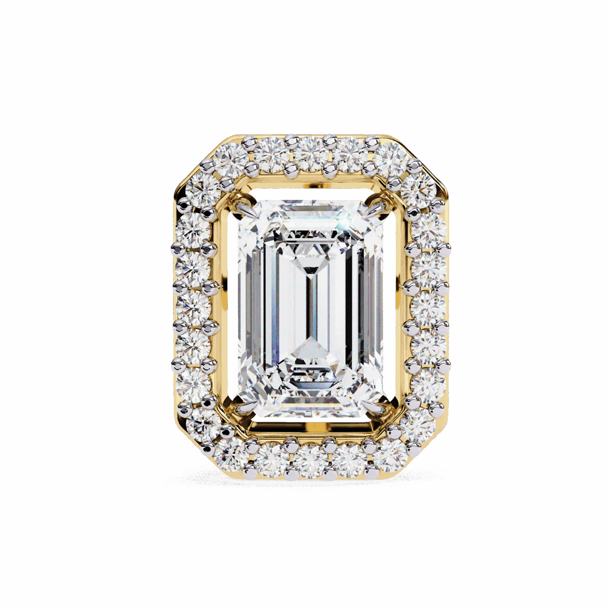 0.9 Carat Emerald and Round Stud Earrings in Moissanite | House of Estara