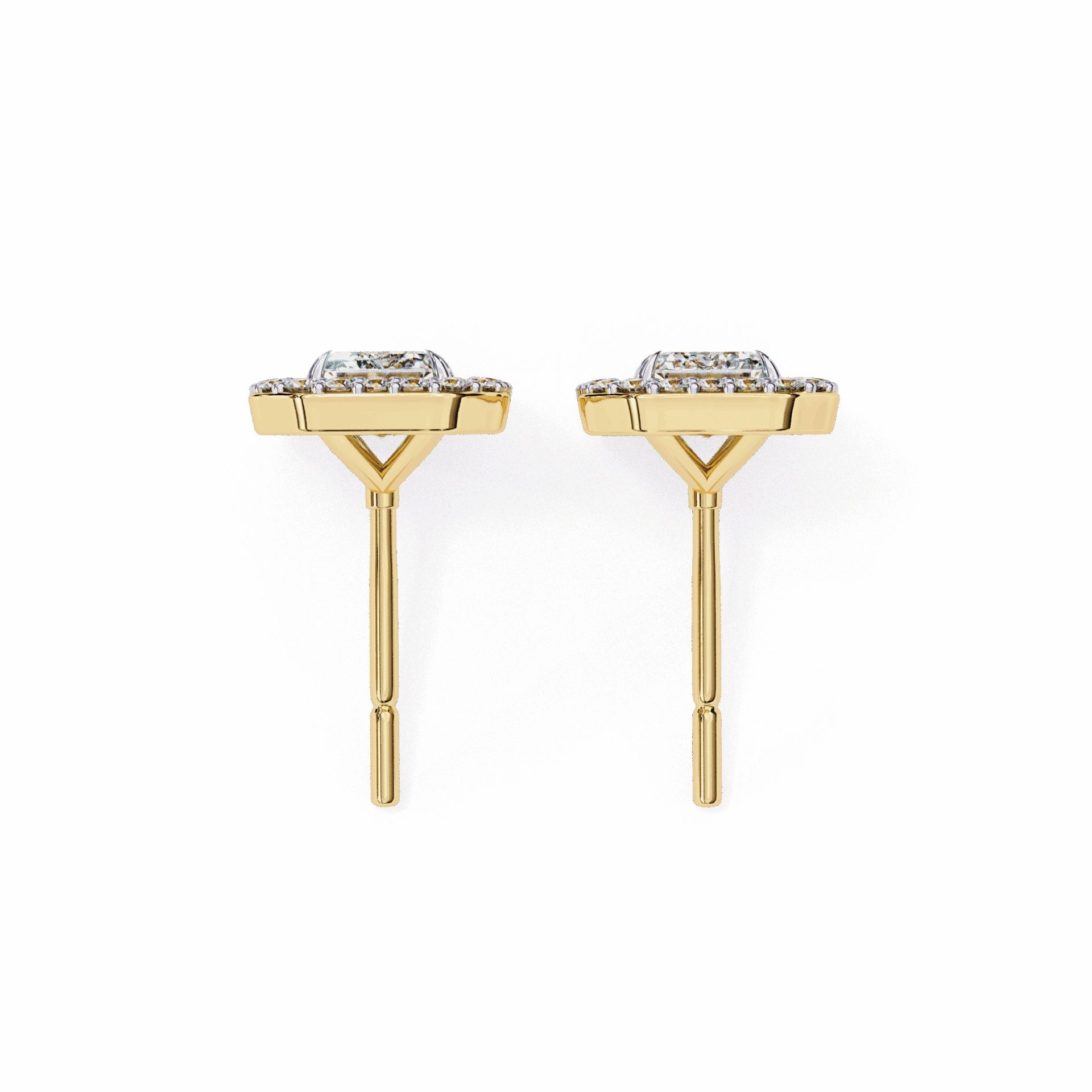 0.9 Carat Emerald and Round Stud Earrings in Moissanite | House of Estara
