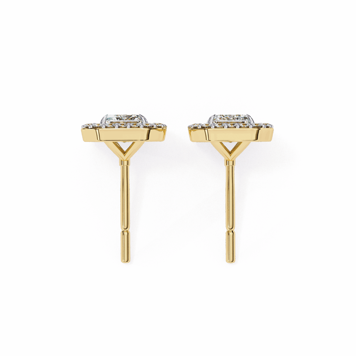 0.9 Carat Emerald and Round Stud Earrings in Moissanite | House of Estara