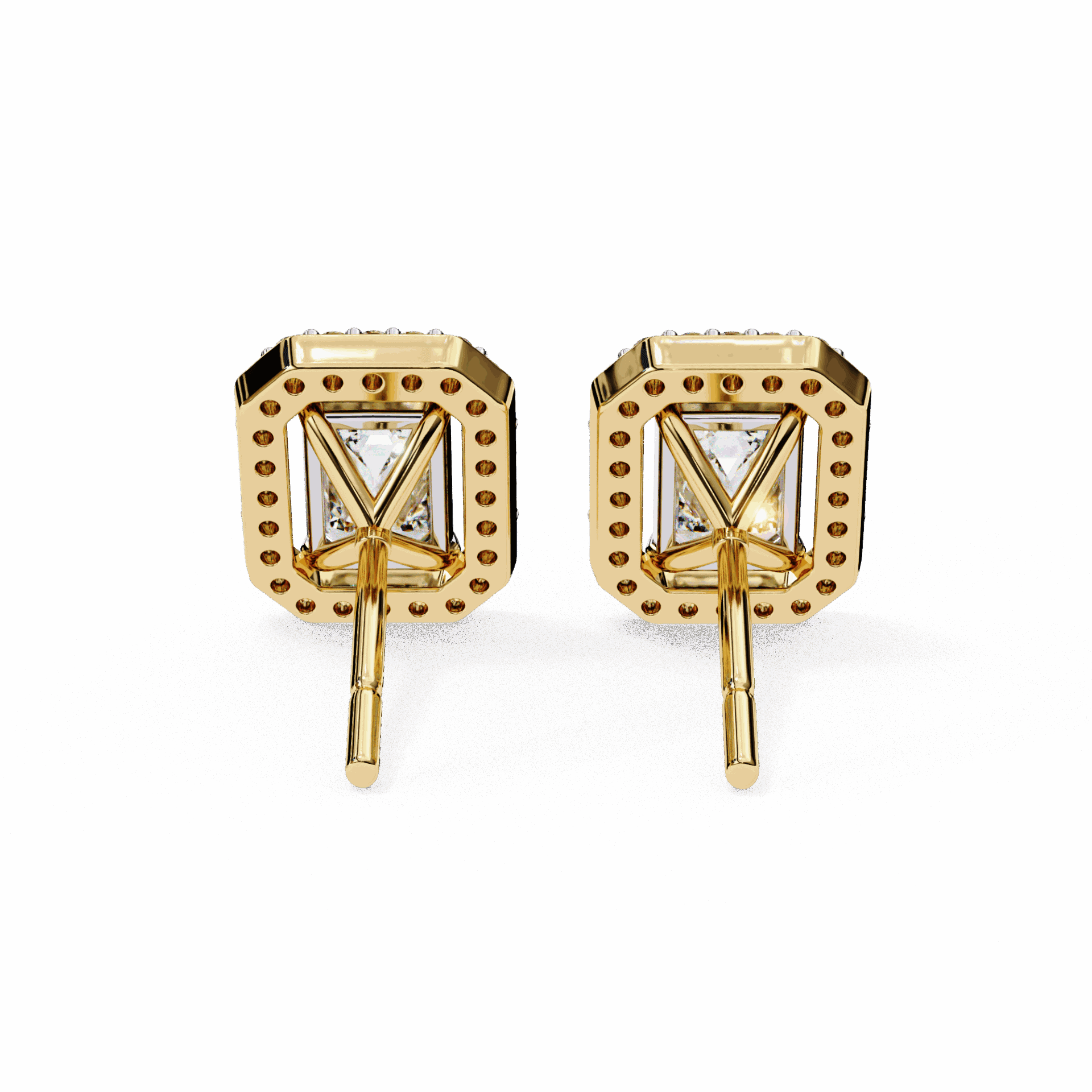 0.9 Carat Emerald and Round Stud Earrings in Moissanite | House of Estara