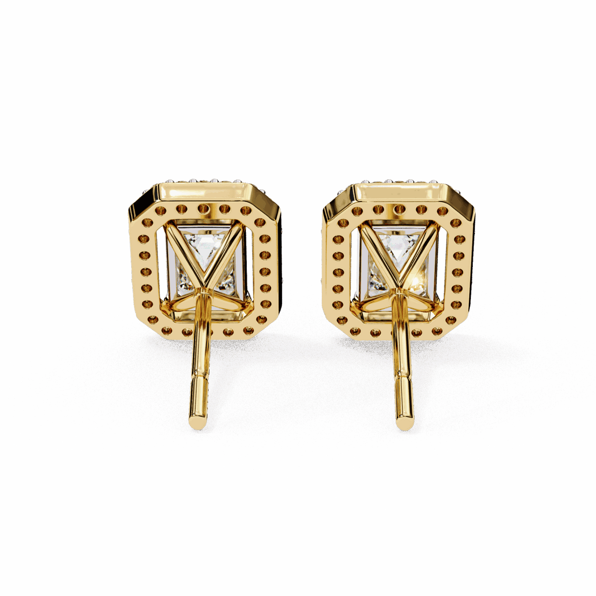 0.9 Carat Emerald and Round Stud Earrings in Moissanite | House of Estara