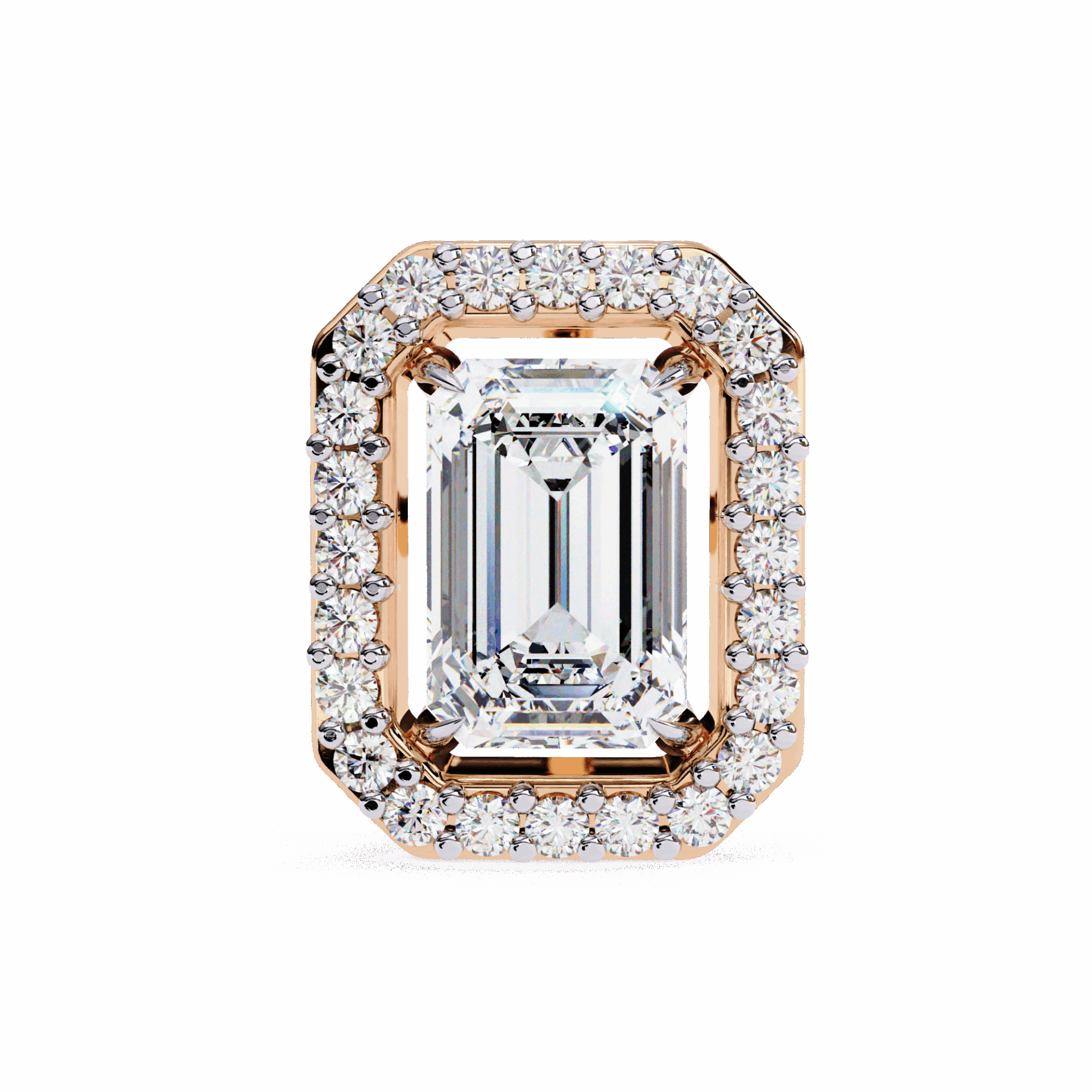 0.9 Carat Emerald and Round Stud Earrings in Moissanite | House of Estara