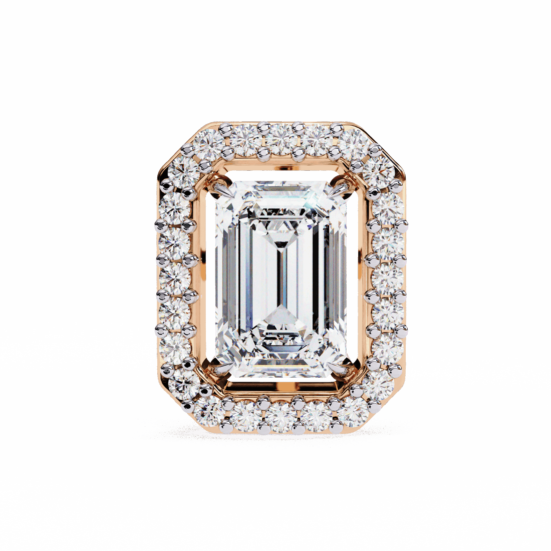 0.9 Carat Emerald and Round Stud Earrings in Moissanite | House of Estara