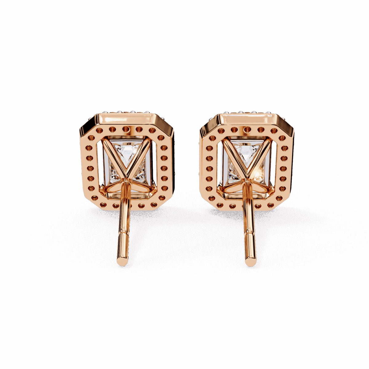 0.9 Carat Emerald and Round Stud Earrings in Moissanite | House of Estara
