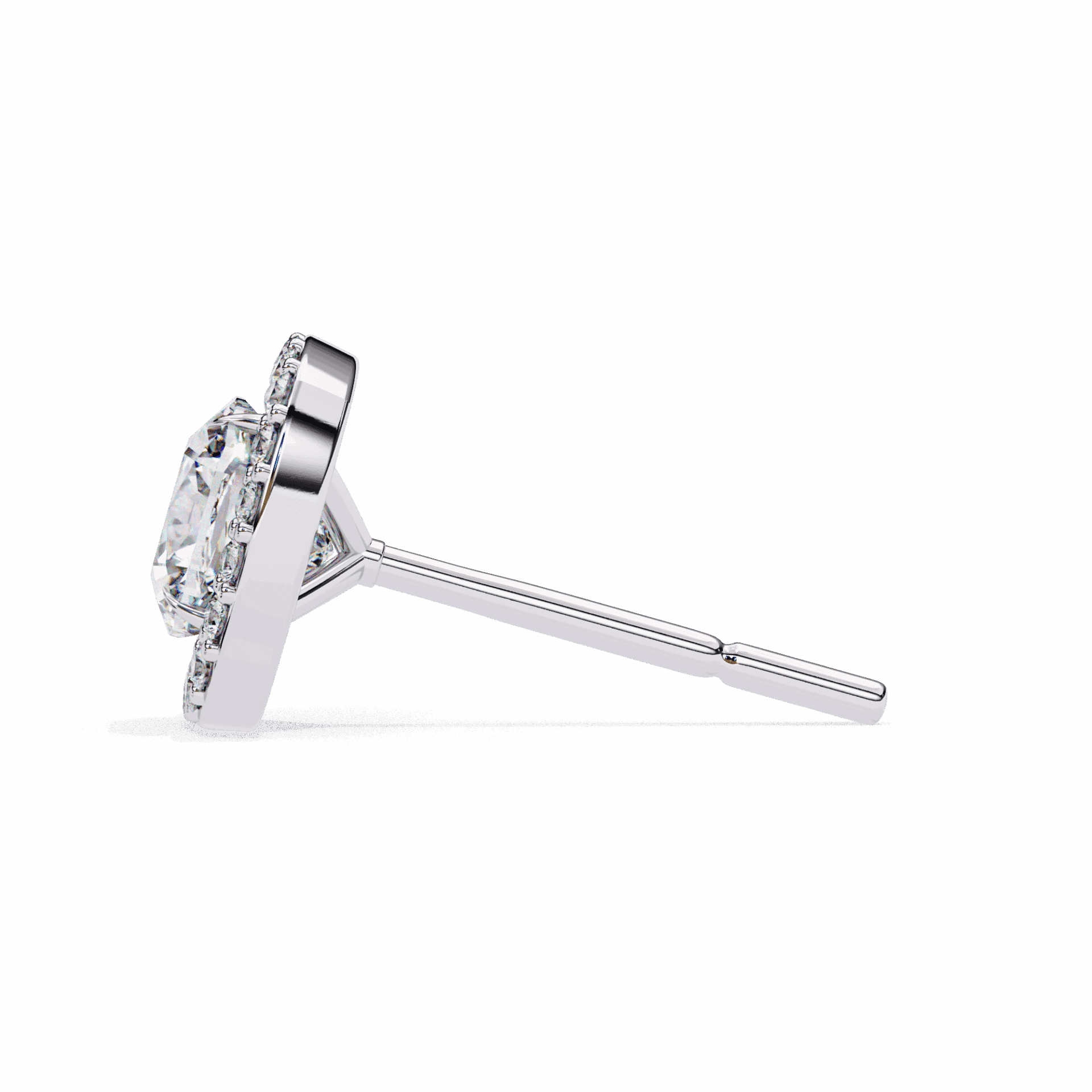1 Carat Cushion and Round Stud Earrings in Moissanite | House of Estara