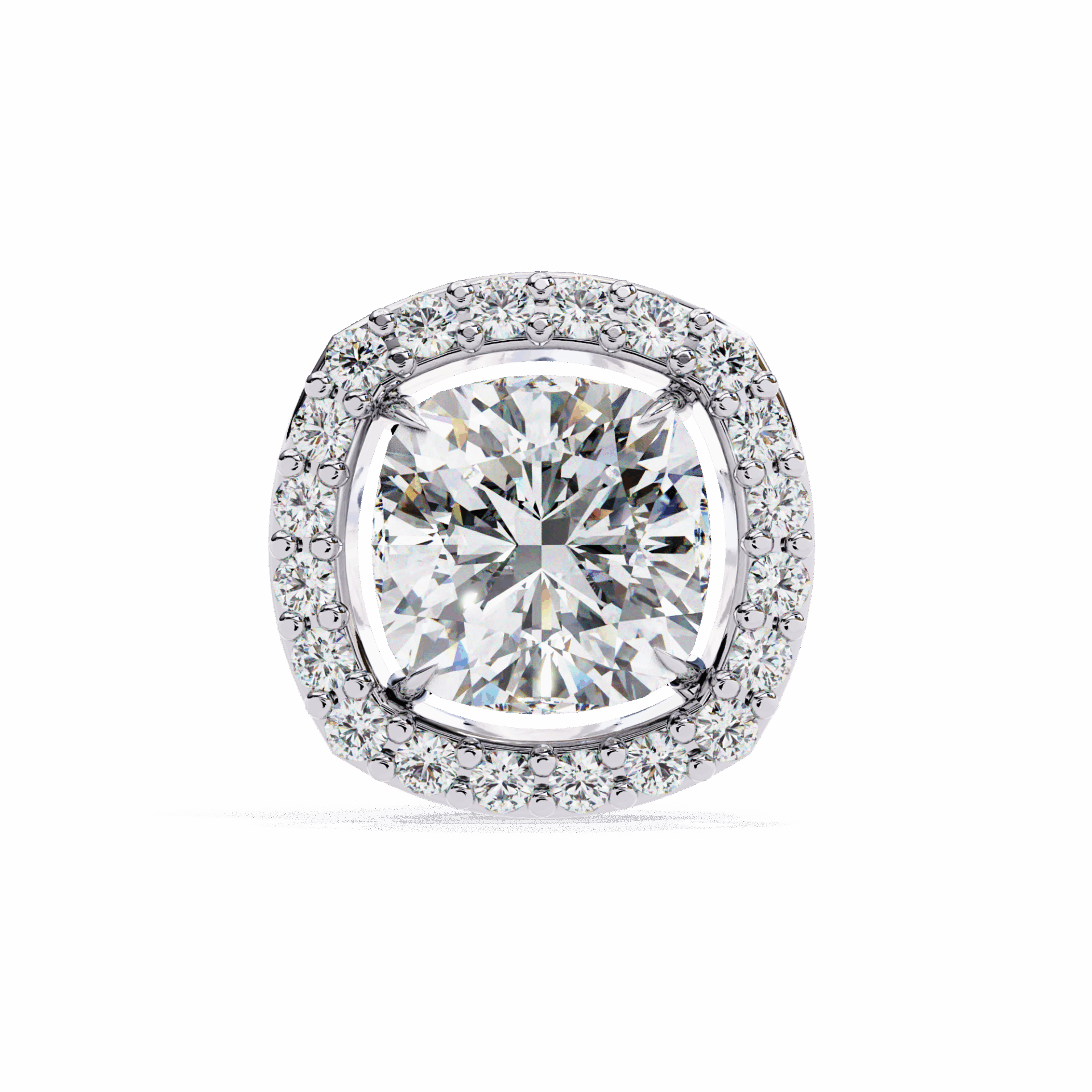 1 Carat Cushion and Round Stud Earrings in Moissanite | House of Estara