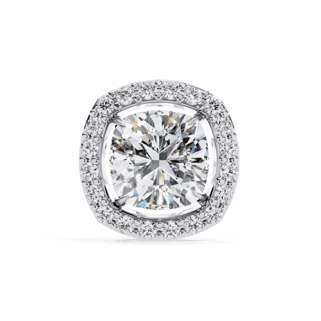 1 Carat Cushion and Round Stud Earrings in Moissanite | House of Estara