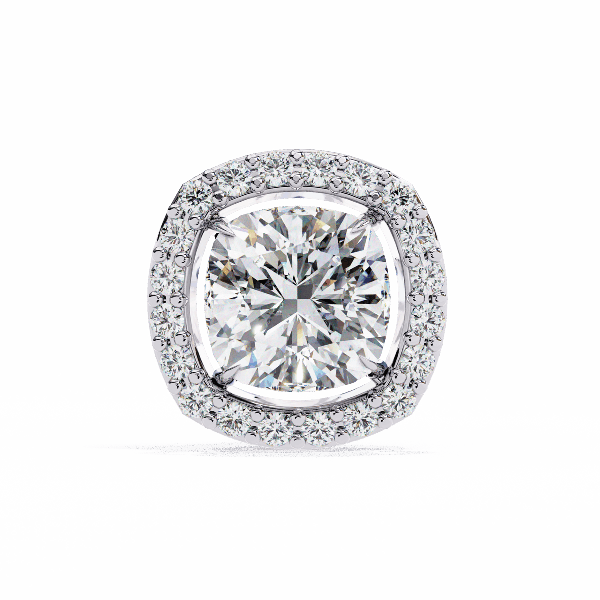 1 Carat Cushion and Round Stud Earrings in Moissanite | House of Estara