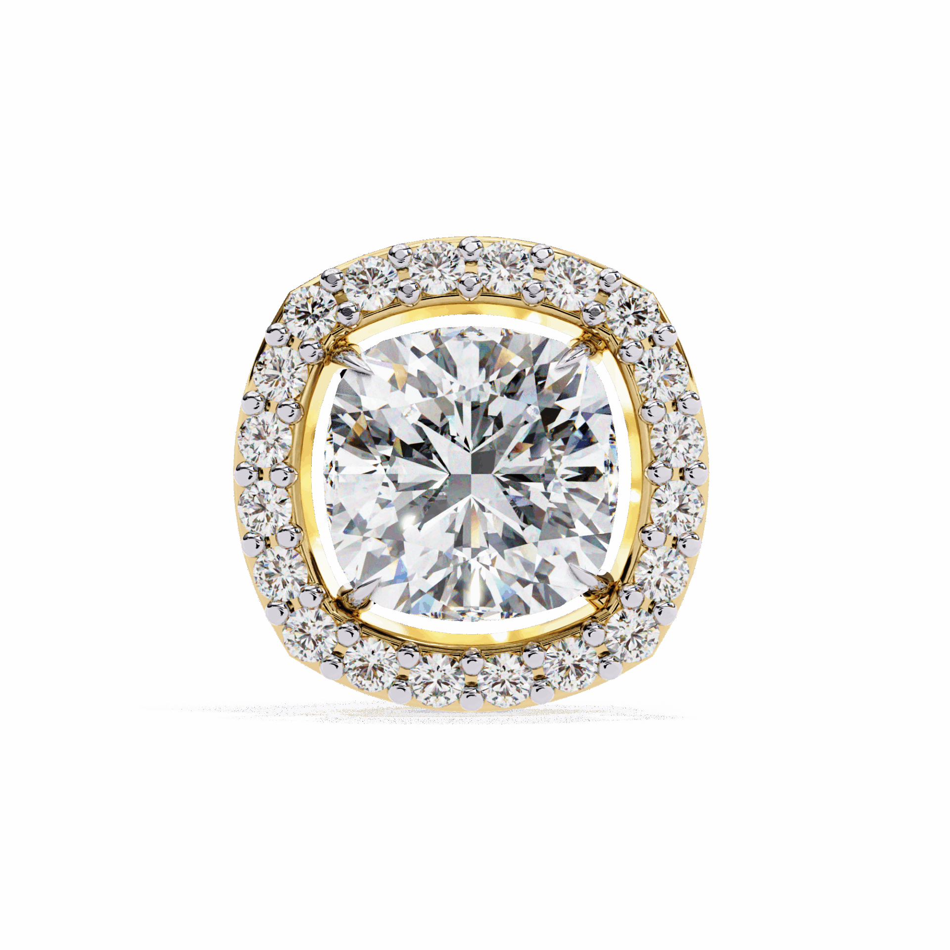1 Carat Cushion and Round Stud Earrings in Moissanite | House of Estara