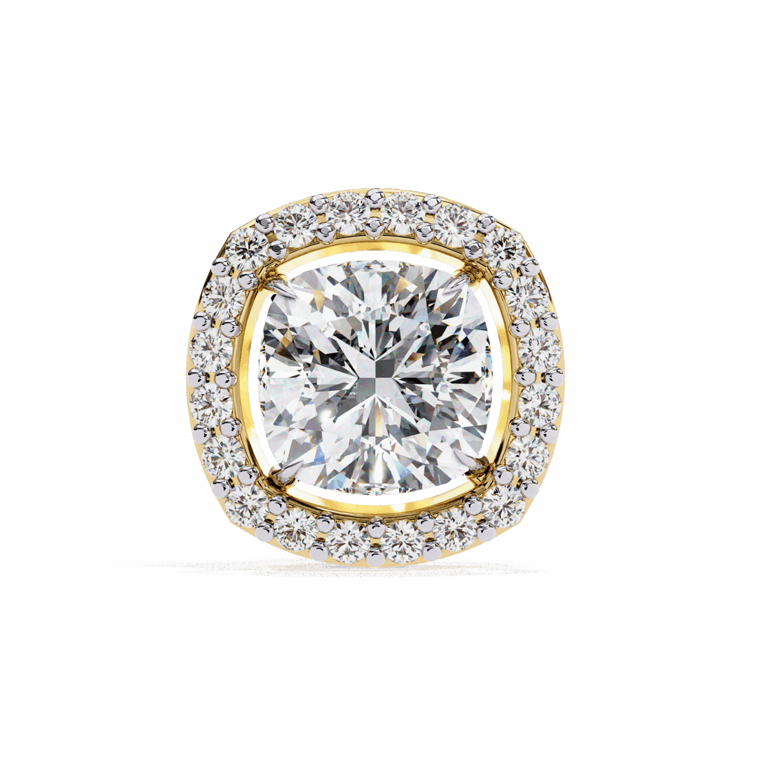 1 Carat Cushion and Round Stud Earrings in Moissanite | House of Estara