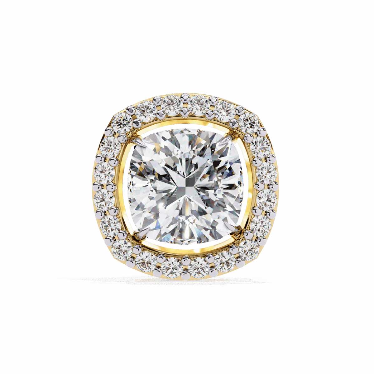1 Carat Cushion and Round Stud Earrings in Moissanite | House of Estara