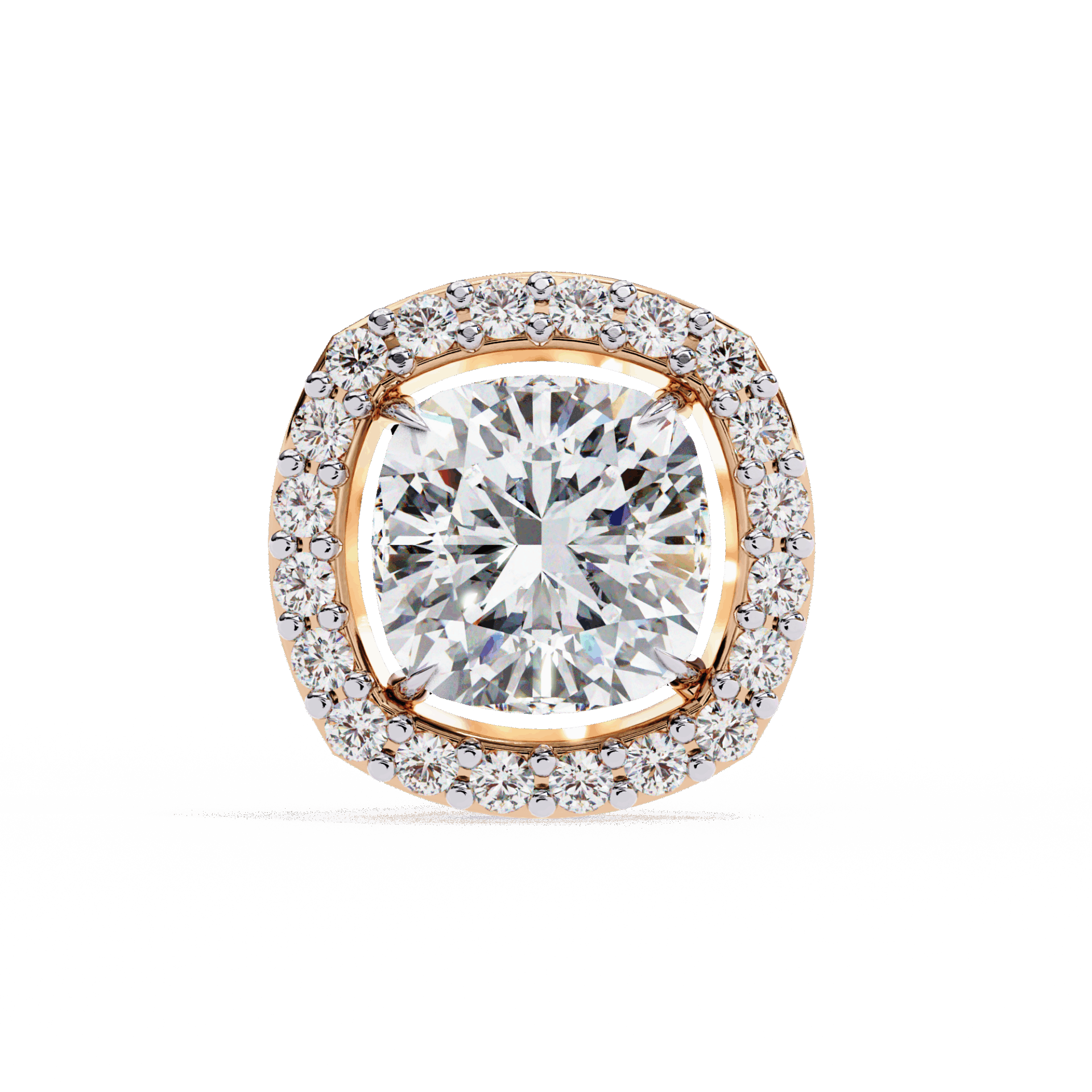 1 Carat Cushion and Round Stud Earrings in Moissanite | House of Estara