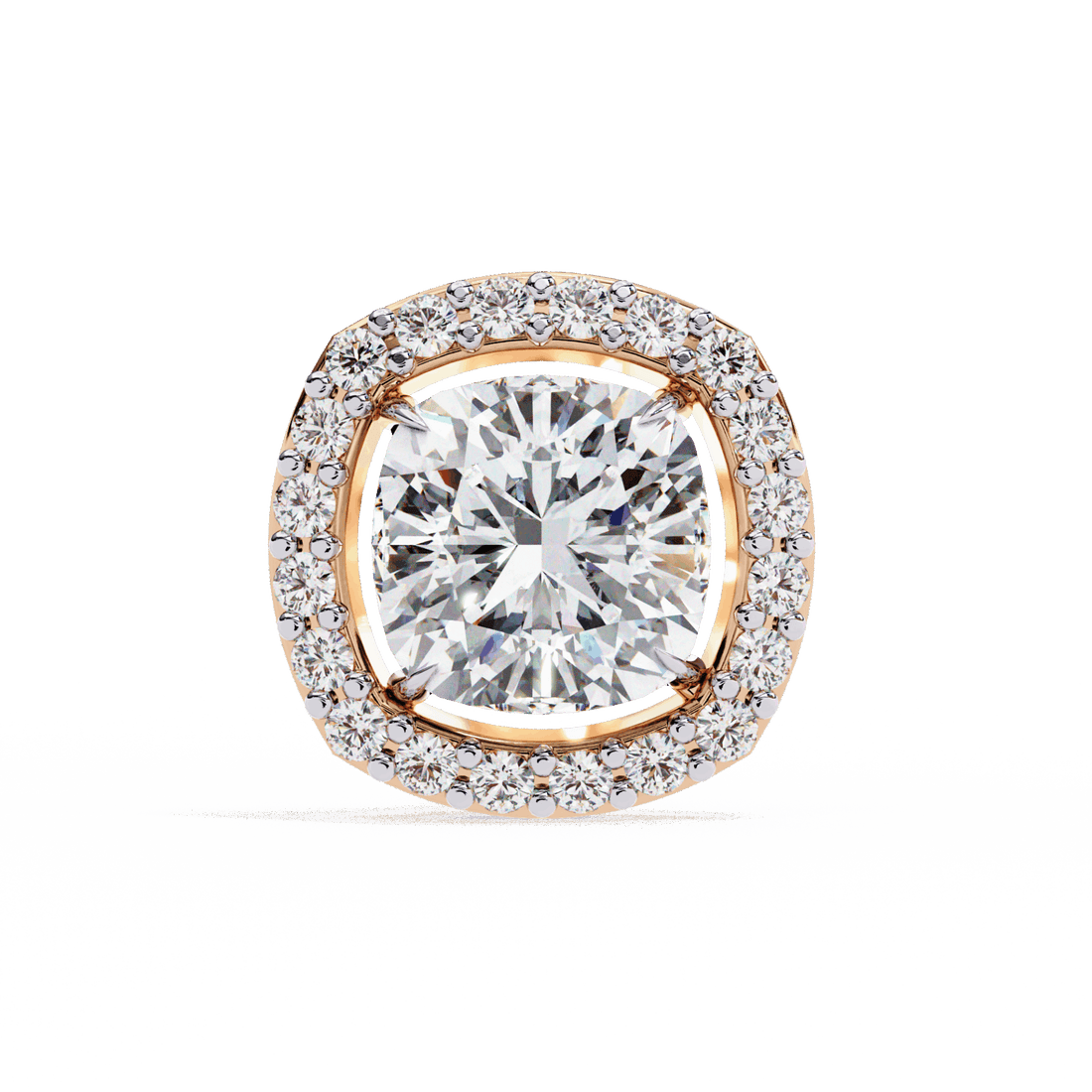 1 Carat Cushion and Round Stud Earrings in Moissanite | House of Estara