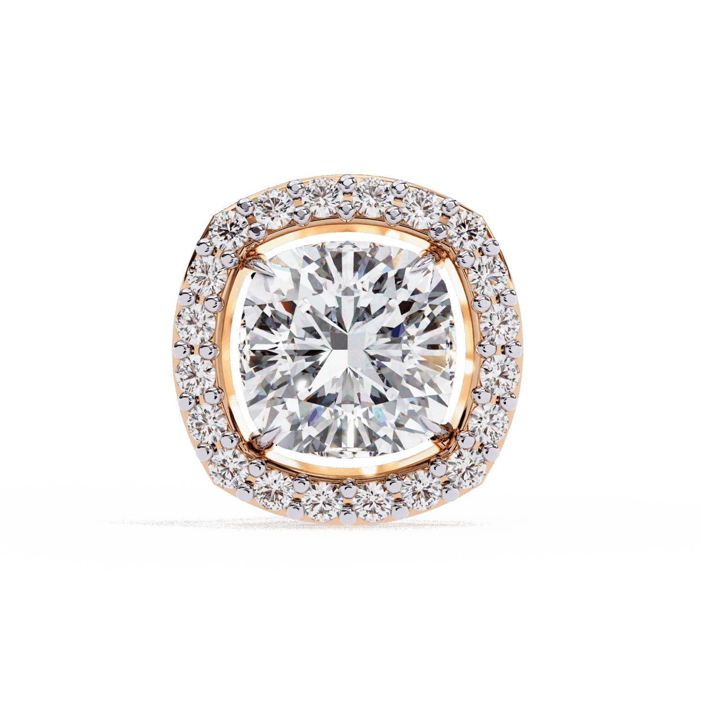 1 Carat Cushion and Round Stud Earrings in Moissanite | House of Estara