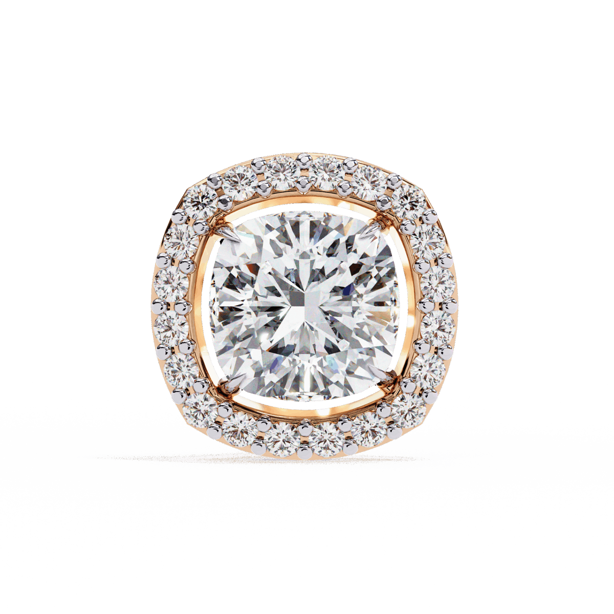 1 Carat Cushion and Round Stud Earrings in Moissanite | House of Estara