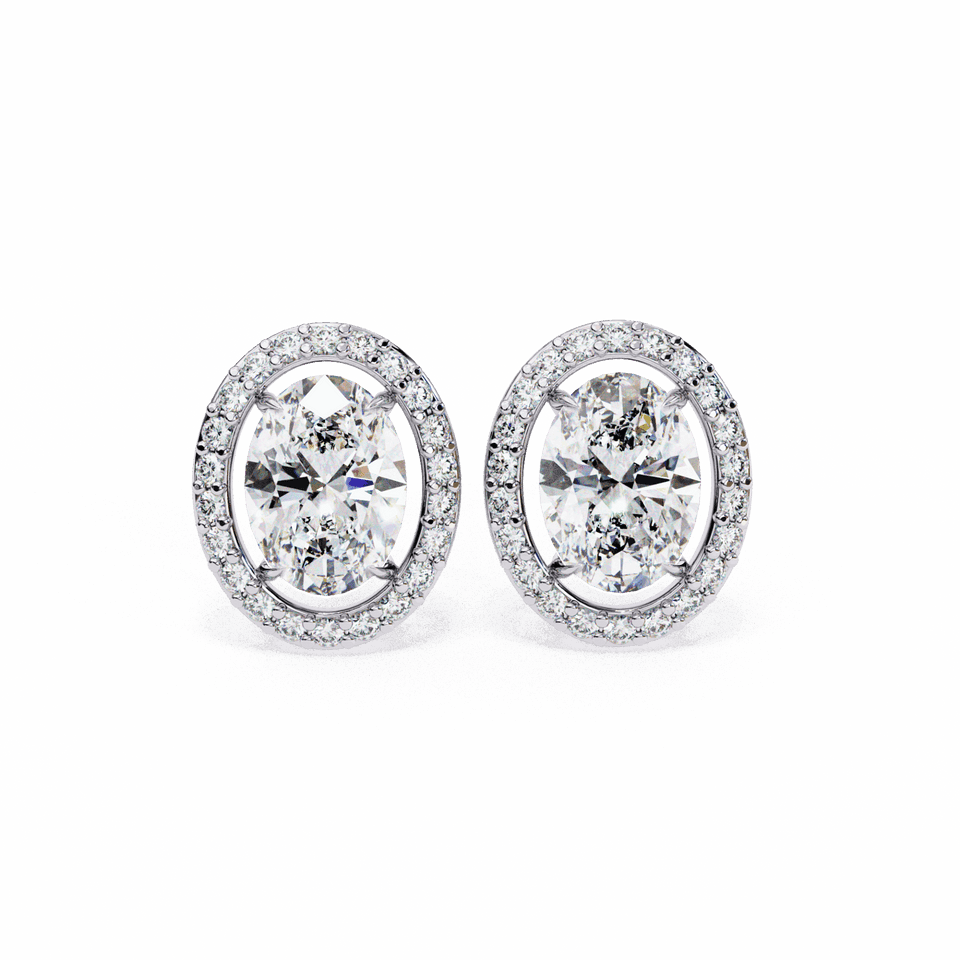 Oval Cut Halo Stud Earrings