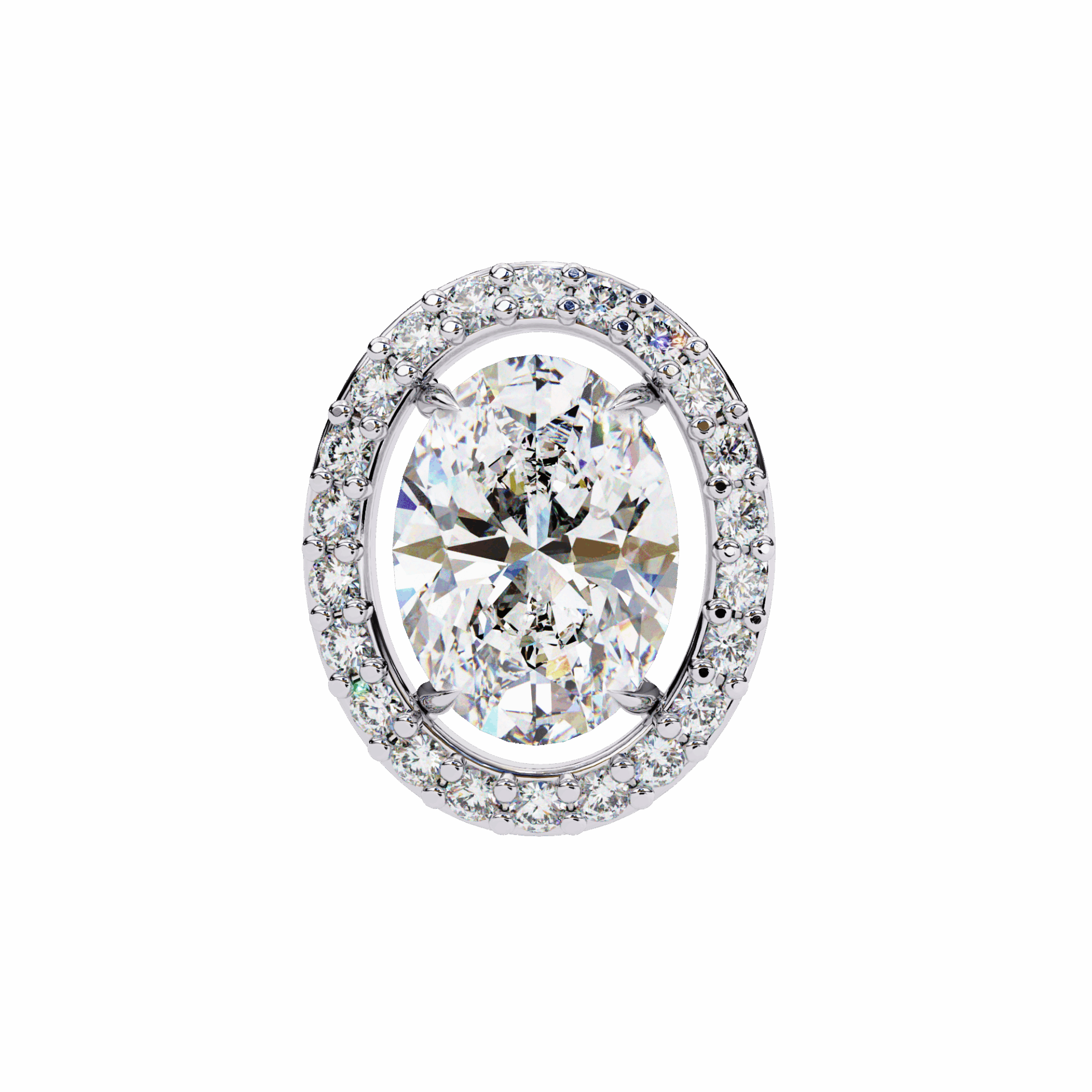 1 Carat Oval and Round Halo Stud Earrings in Moissanite | House of Estara