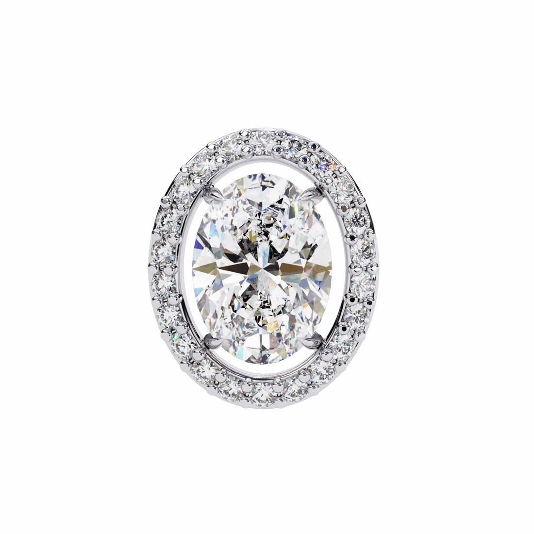 1 Carat Oval and Round Halo Stud Earrings in Moissanite | House of Estara