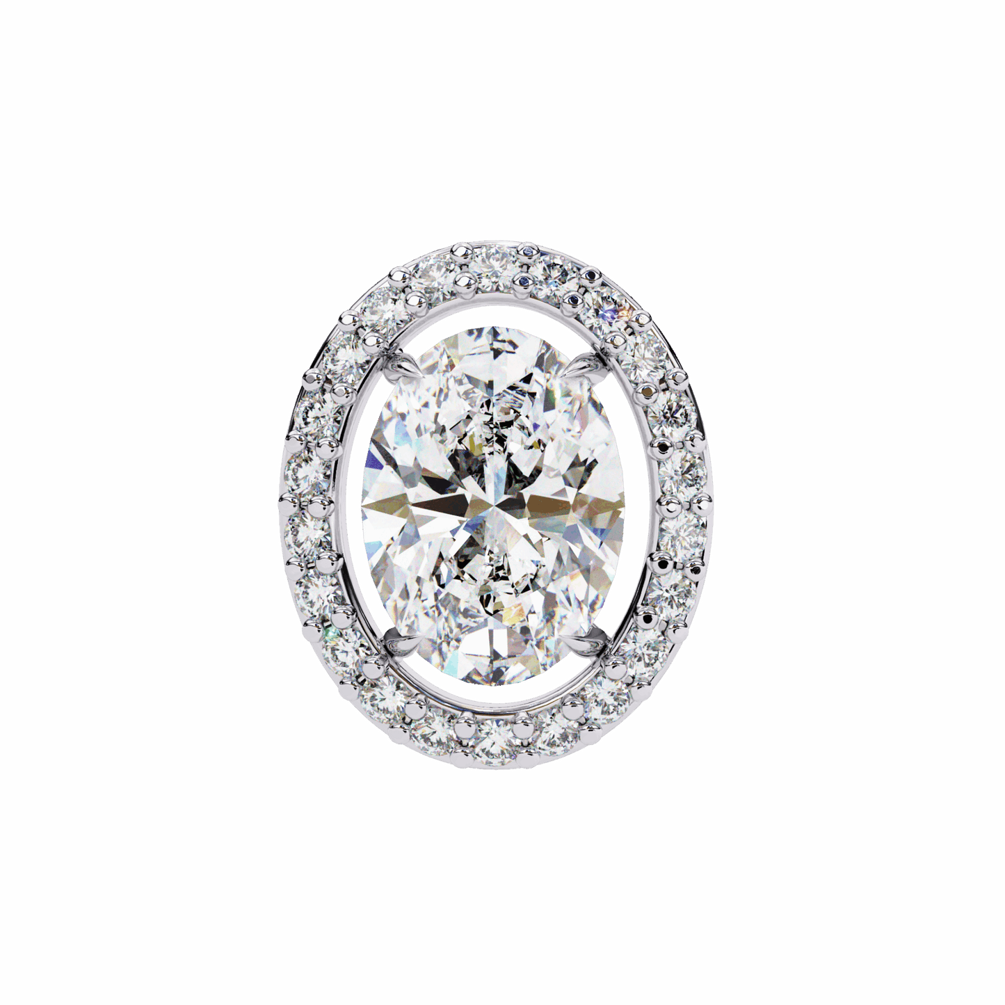 1 Carat Oval and Round Halo Stud Earrings in Moissanite | House of Estara