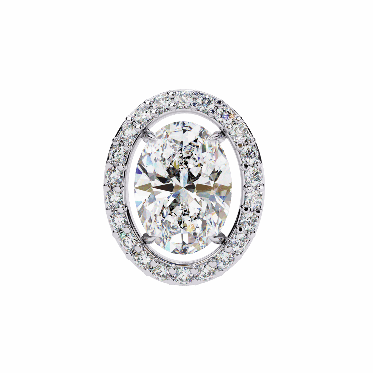 1 Carat Oval and Round Halo Stud Earrings in Moissanite | House of Estara