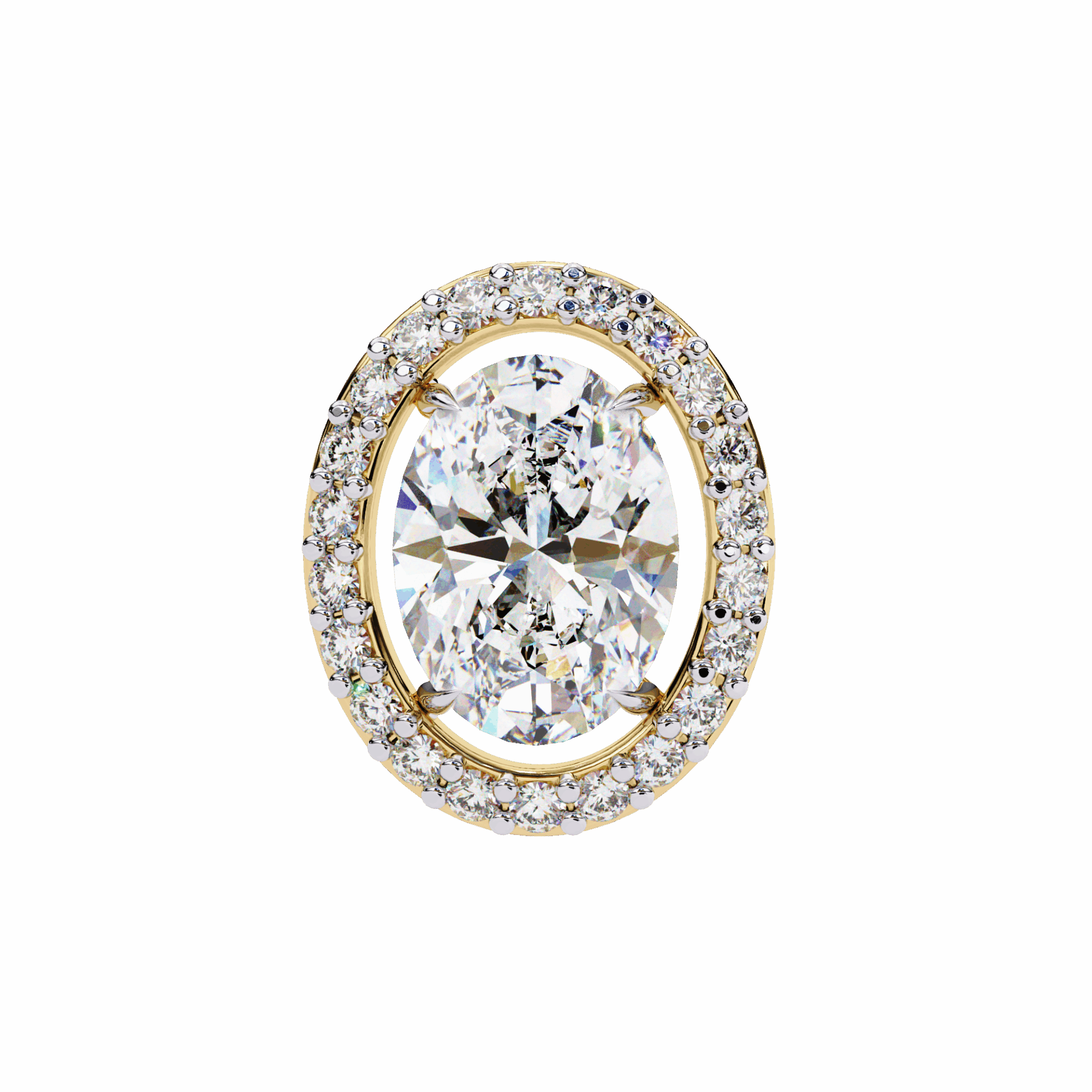 1 Carat Oval and Round Halo Stud Earrings in Moissanite | House of Estara