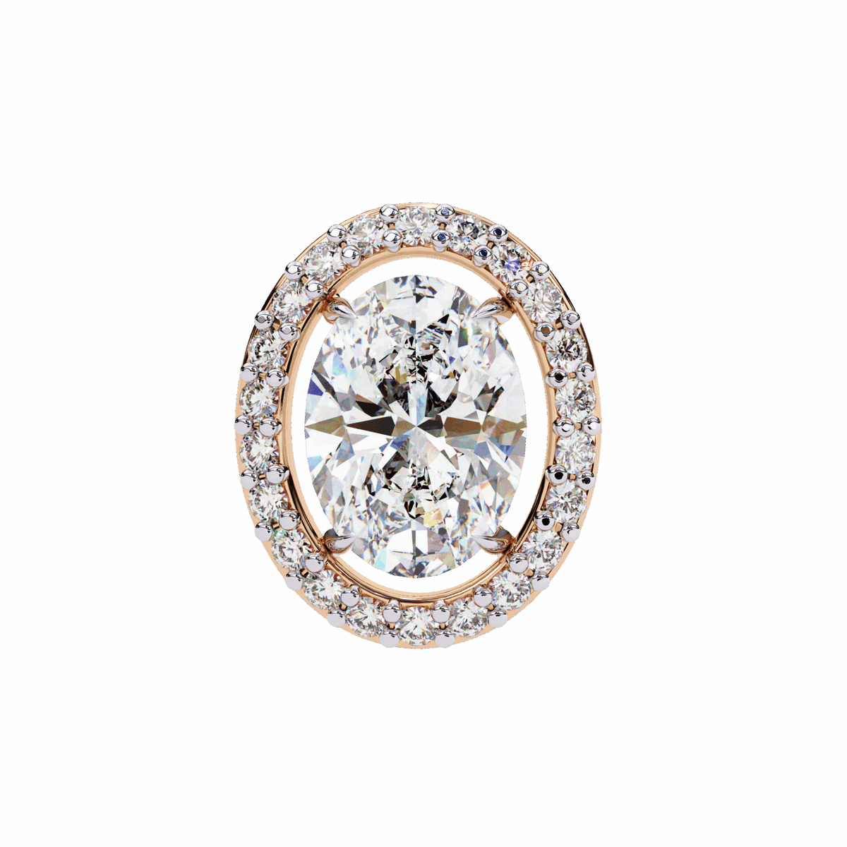 1 Carat Oval and Round Halo Stud Earrings in Moissanite | House of Estara