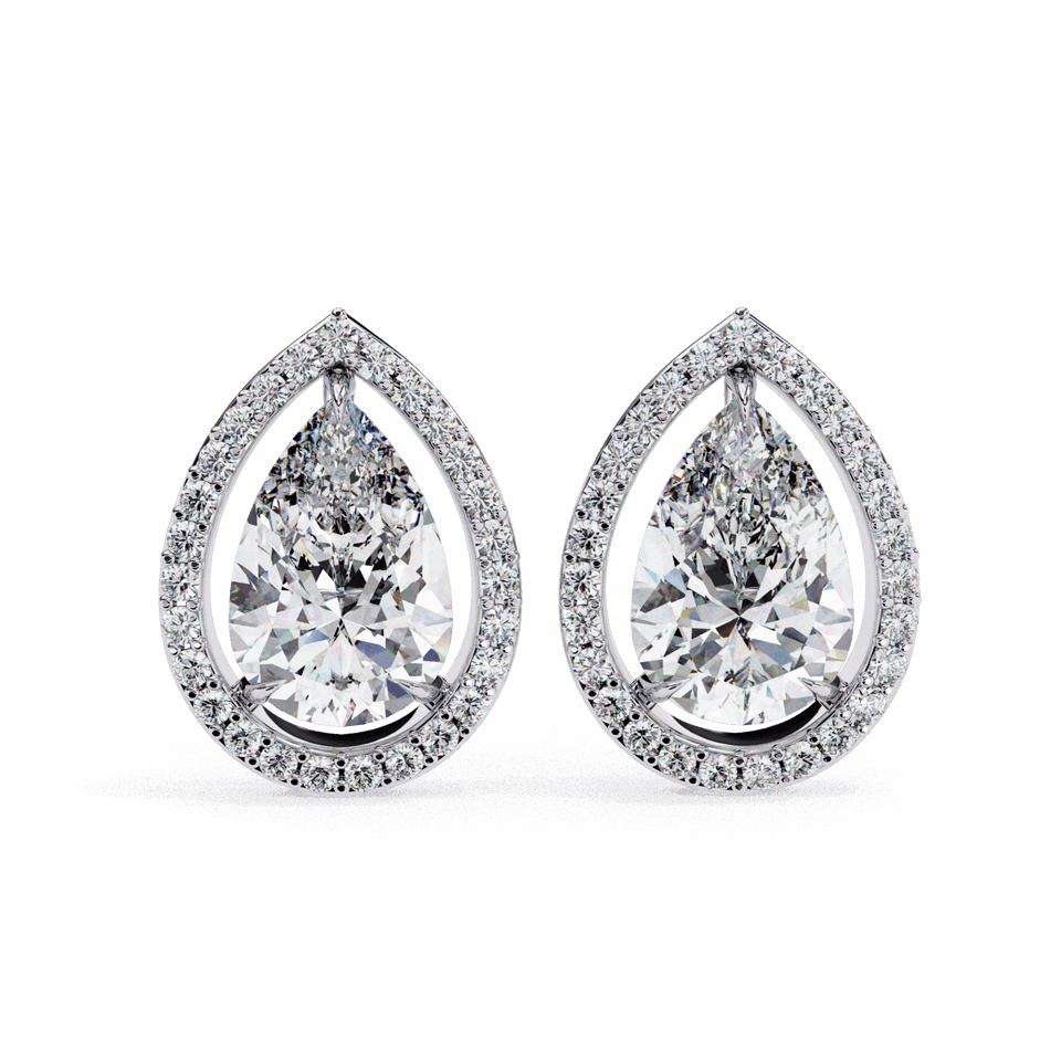 Pear Cut Halo Stud Earrings
