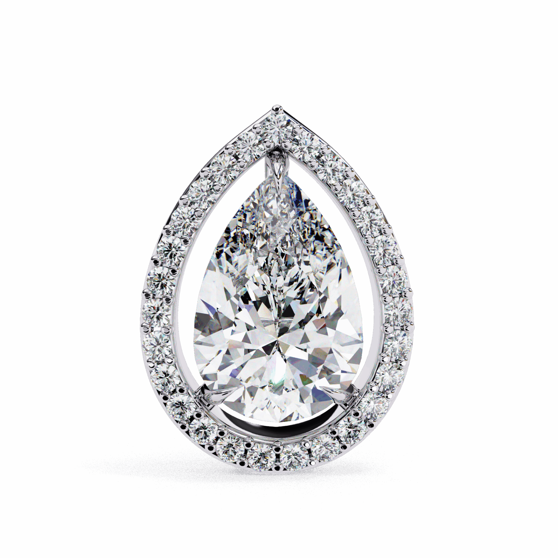 0.8 Carat Pear and Round Halo Stud Earrings in Moissanite | House of Estara