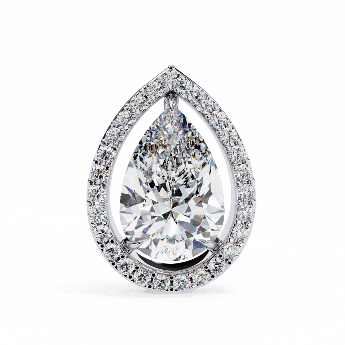 0.8 Carat Pear and Round Halo Stud Earrings in Moissanite | House of Estara