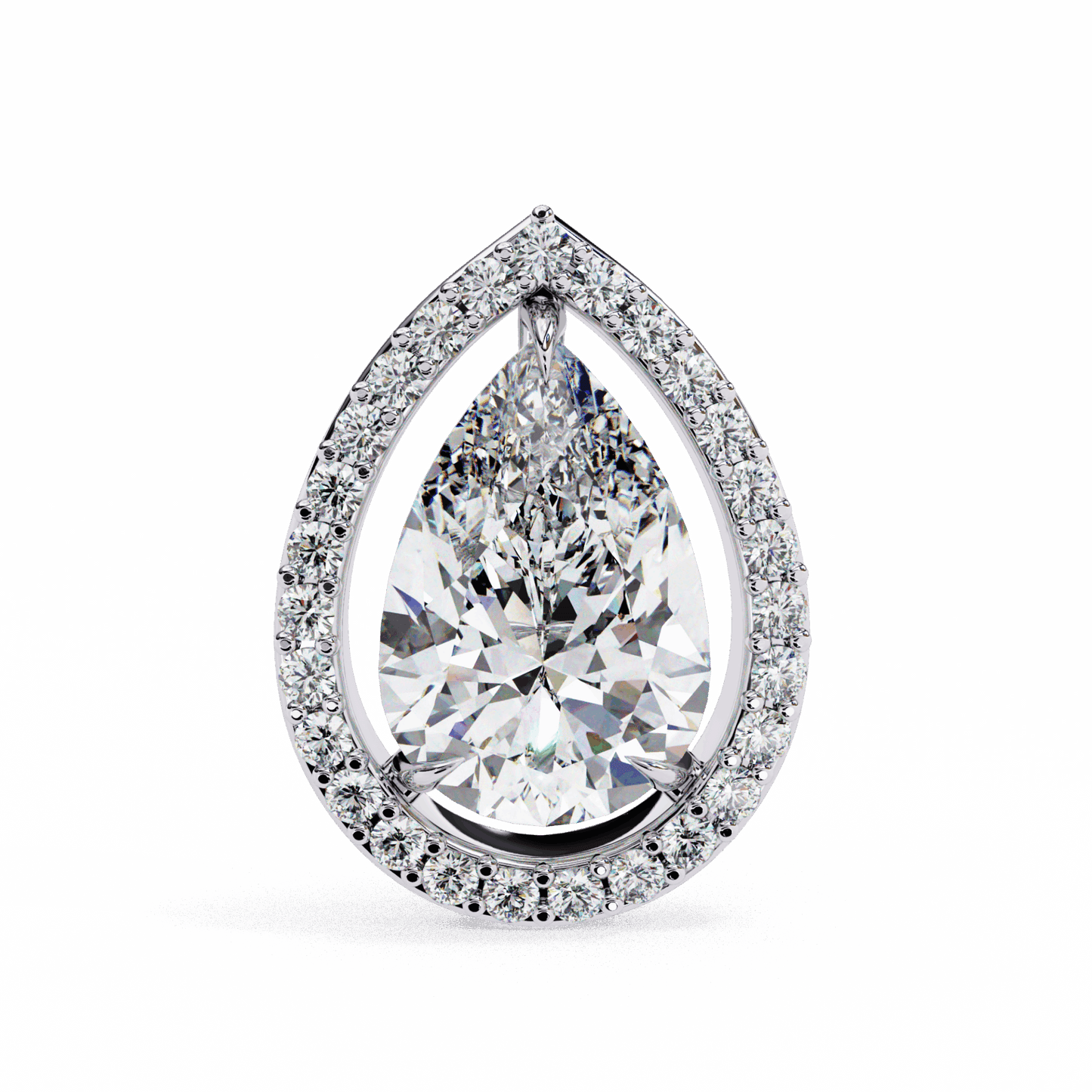 0.8 Carat Pear and Round Halo Stud Earrings in Moissanite | House of Estara