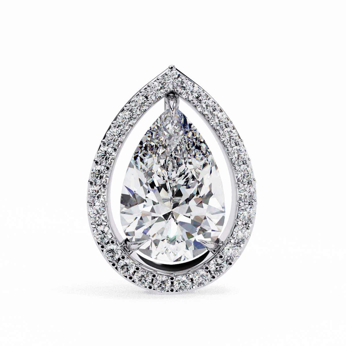 0.8 Carat Pear and Round Halo Stud Earrings in Moissanite | House of Estara