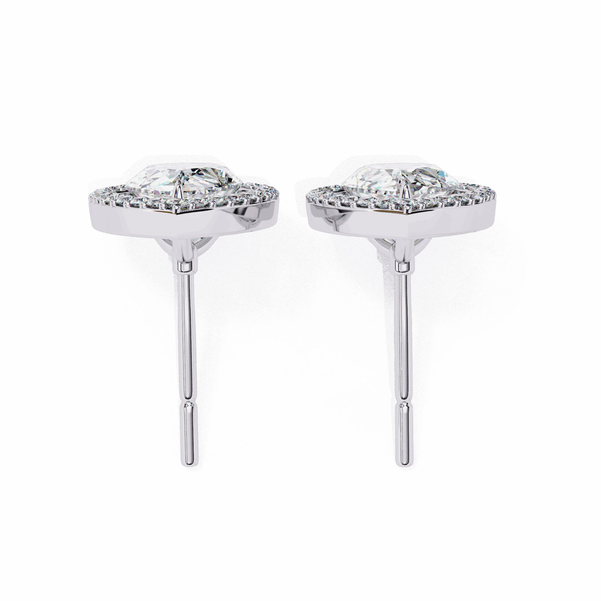 0.8 Carat Pear and Round Halo Stud Earrings in Moissanite | House of Estara