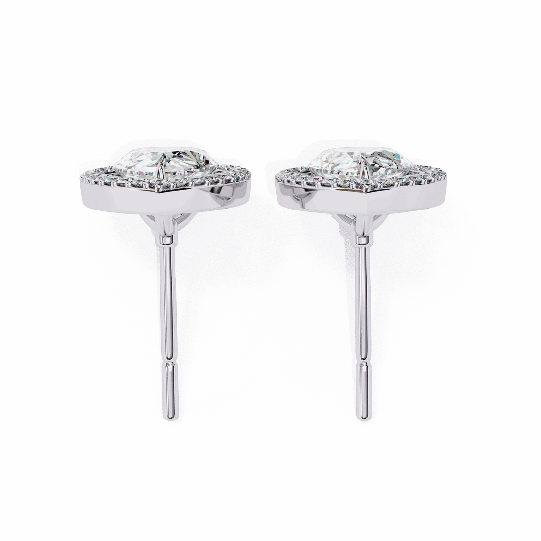 0.8 Carat Pear and Round Halo Stud Earrings in Moissanite | House of Estara