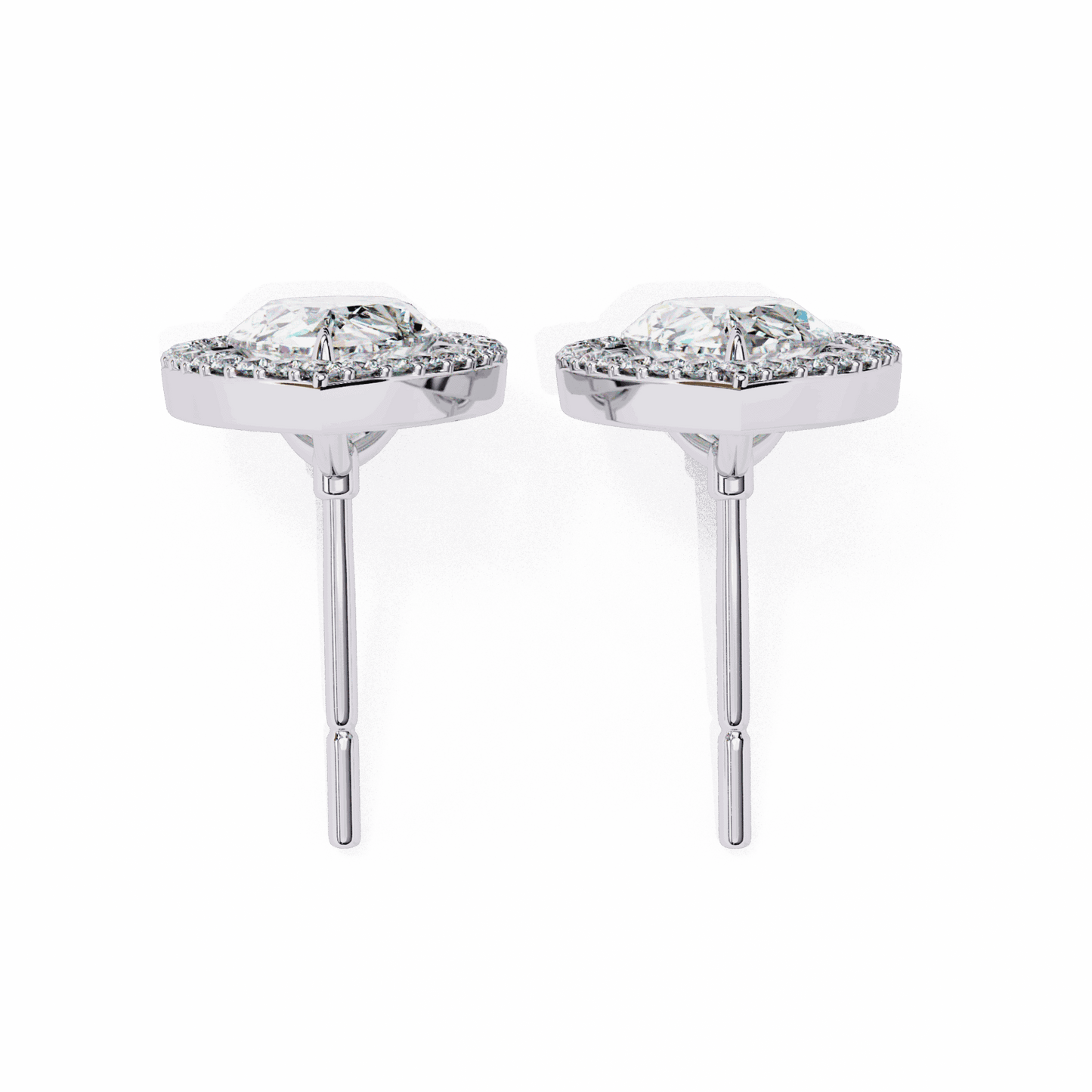 0.8 Carat Pear and Round Halo Stud Earrings in Moissanite | House of Estara