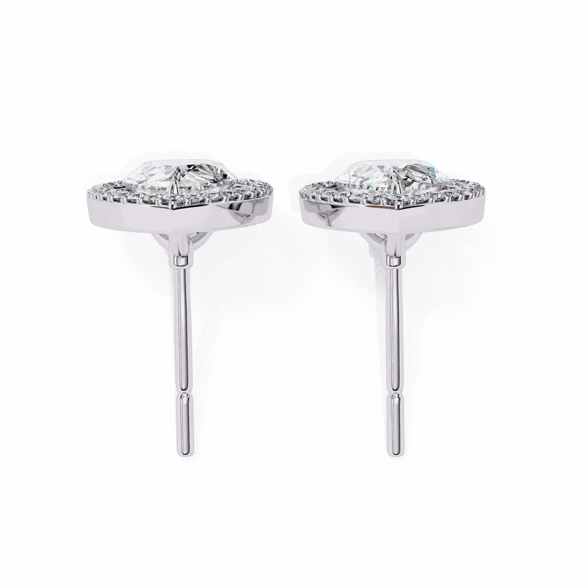 0.8 Carat Pear and Round Halo Stud Earrings in Moissanite | House of Estara
