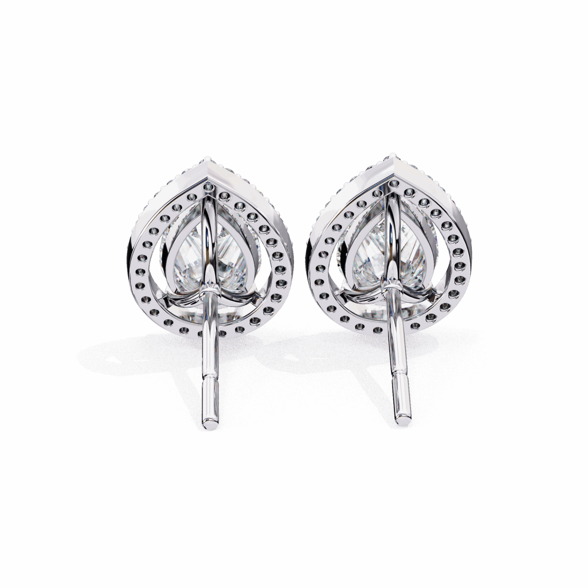 0.8 Carat Pear and Round Halo Stud Earrings in Moissanite | House of Estara
