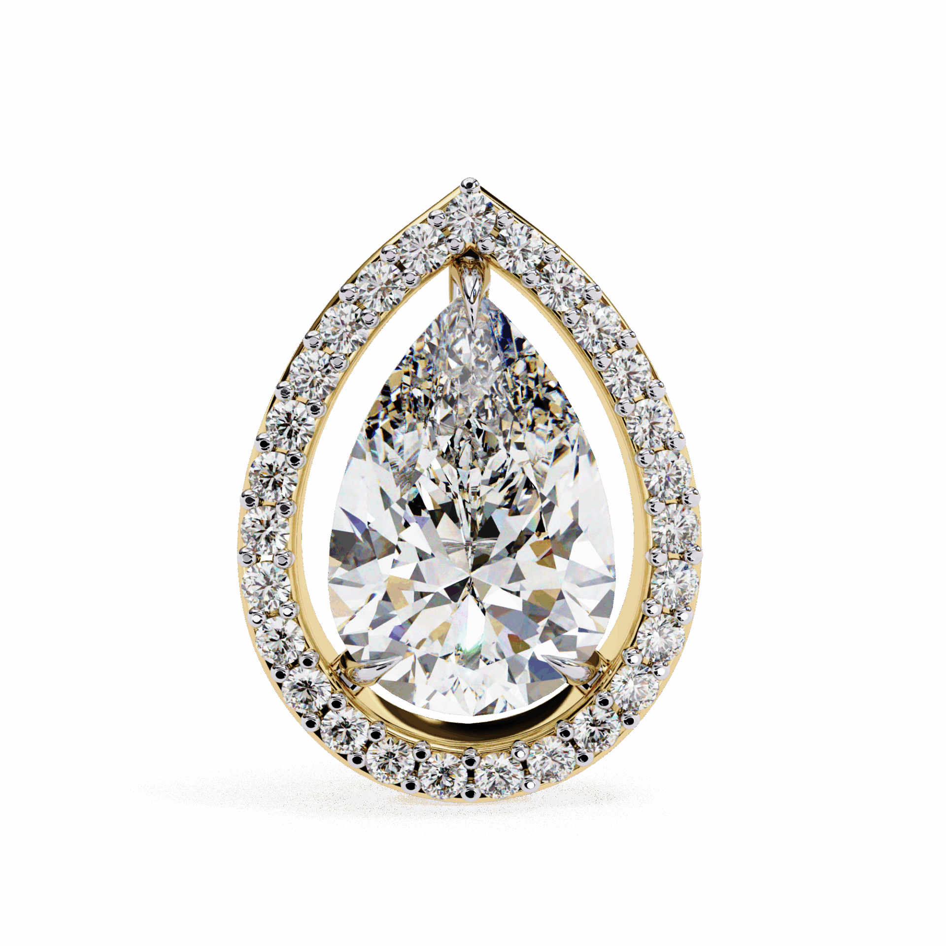 0.8 Carat Pear and Round Halo Stud Earrings in Moissanite | House of Estara