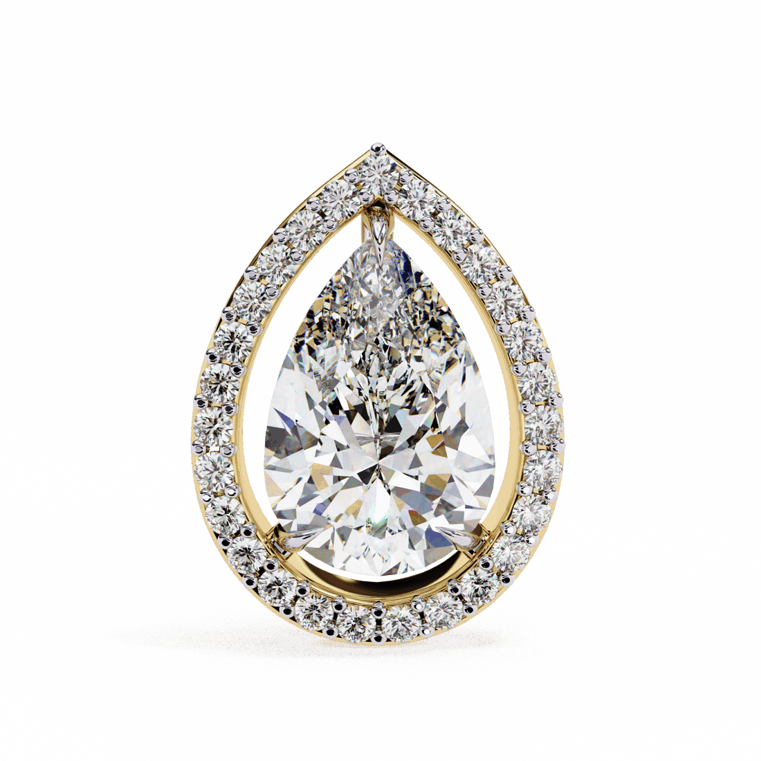 0.8 Carat Pear and Round Halo Stud Earrings in Moissanite | House of Estara