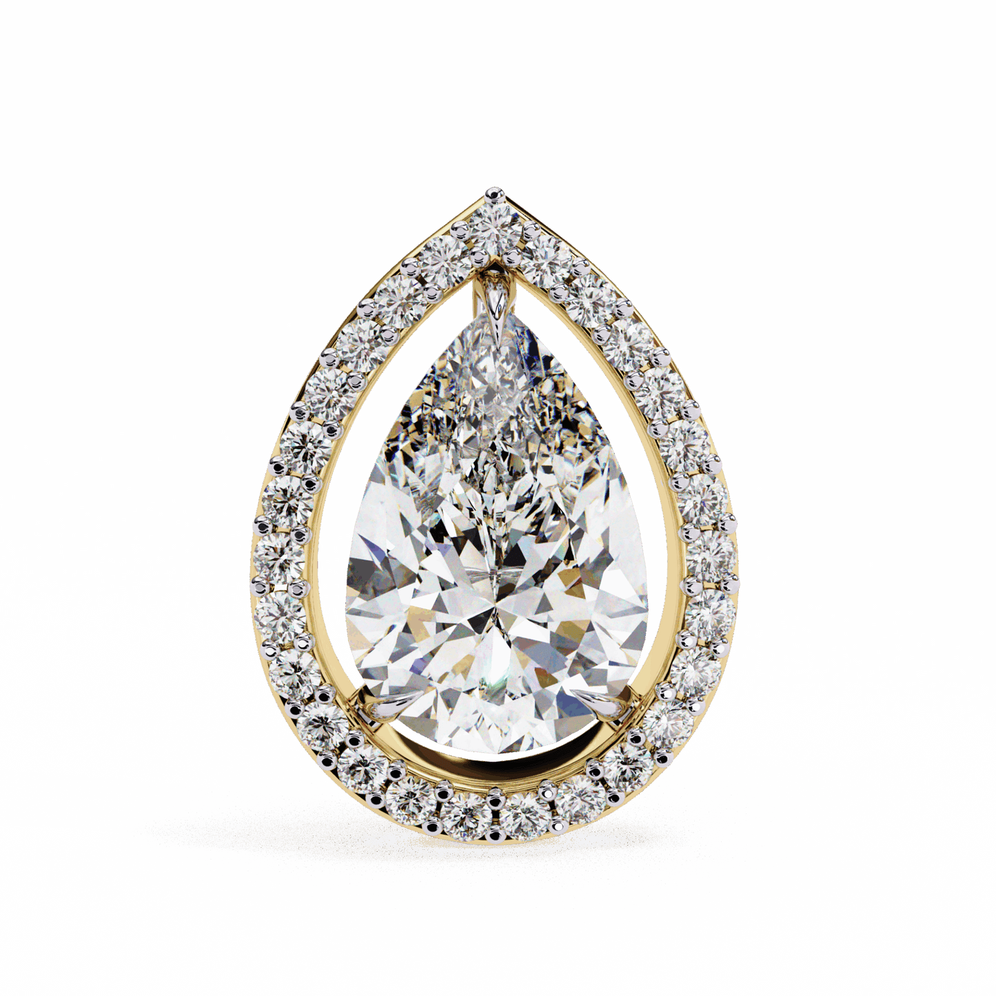 0.8 Carat Pear and Round Halo Stud Earrings in Moissanite | House of Estara