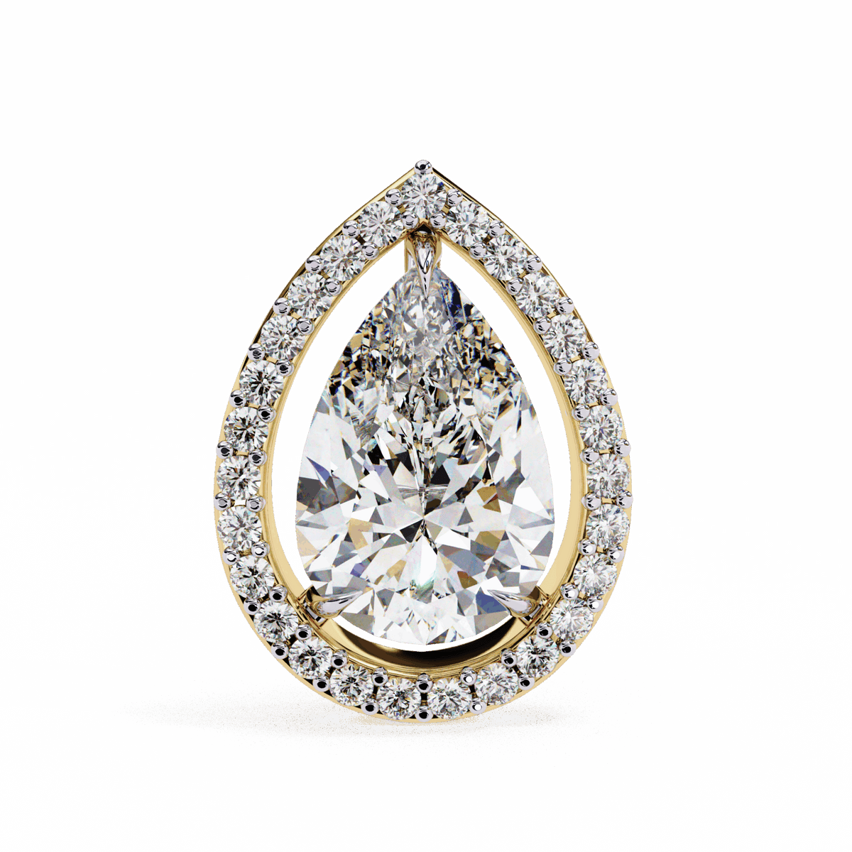 0.8 Carat Pear and Round Halo Stud Earrings in Moissanite | House of Estara
