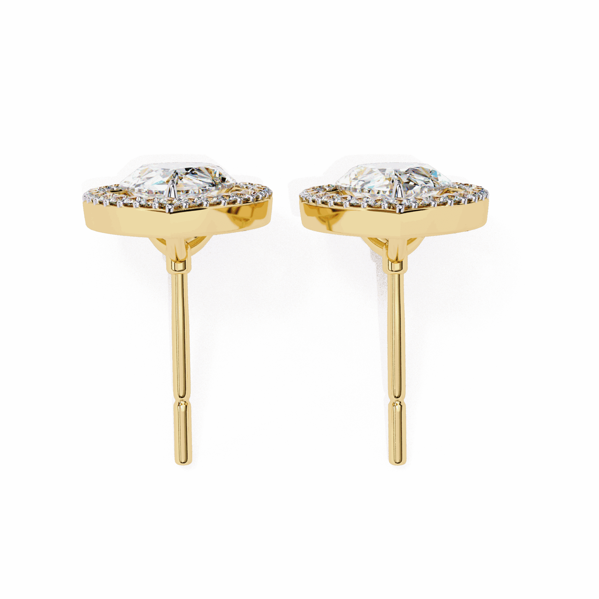 0.8 Carat Pear and Round Halo Stud Earrings in Moissanite | House of Estara