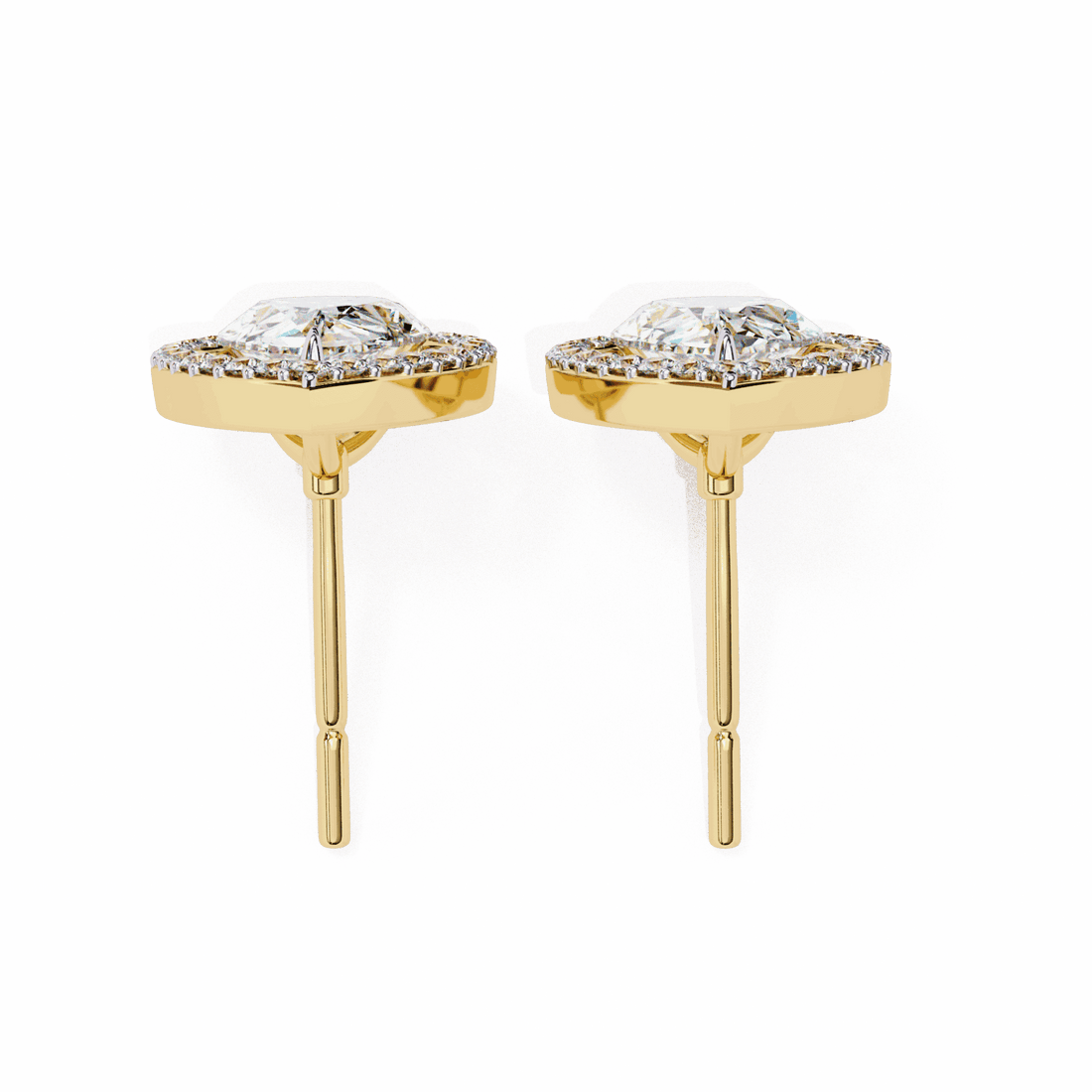 0.8 Carat Pear and Round Halo Stud Earrings in Moissanite | House of Estara