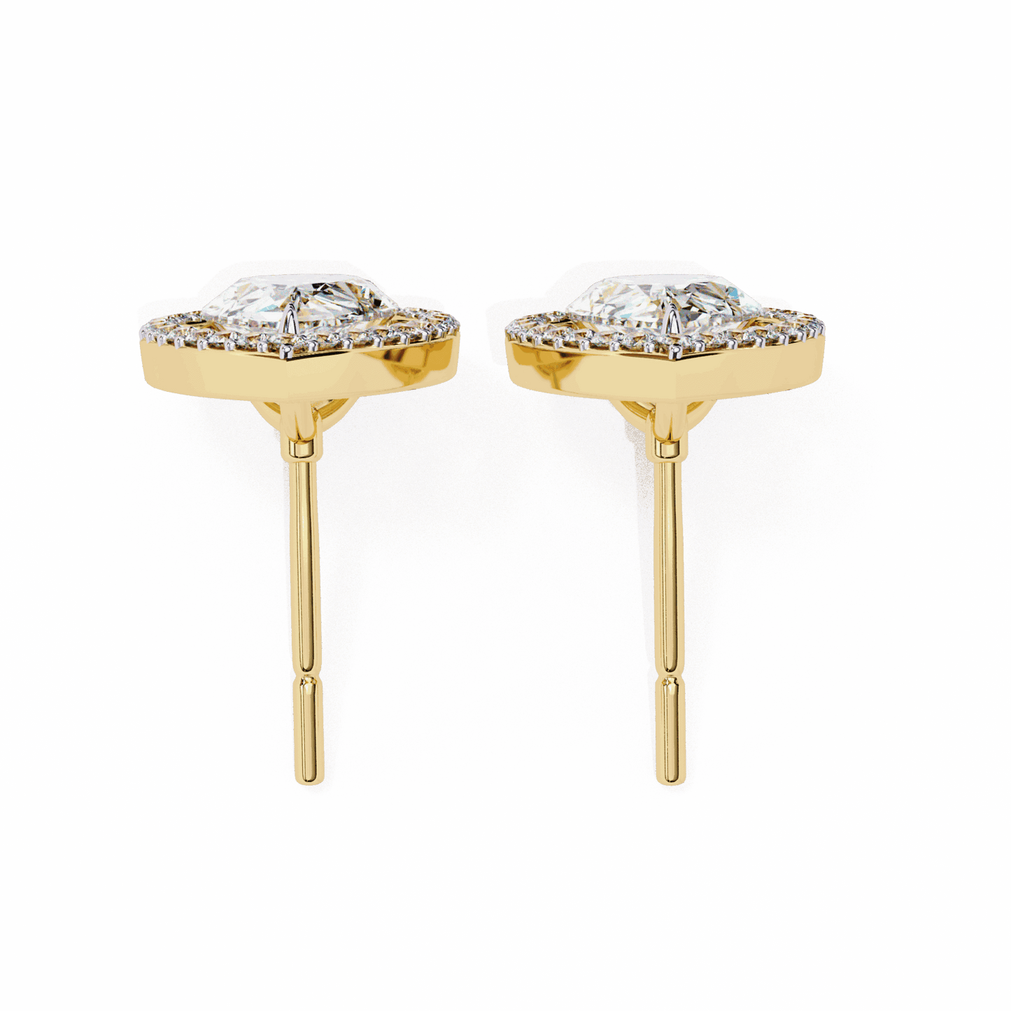 0.8 Carat Pear and Round Halo Stud Earrings in Moissanite | House of Estara