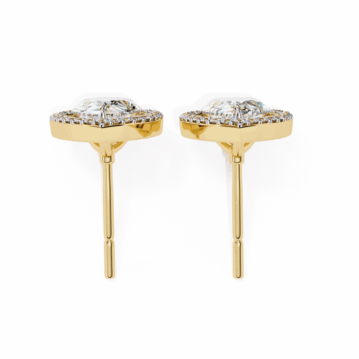 0.8 Carat Pear and Round Halo Stud Earrings in Moissanite | House of Estara